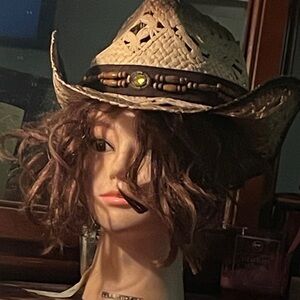 Stylish Tan Cowboy Hat with Beaded Band